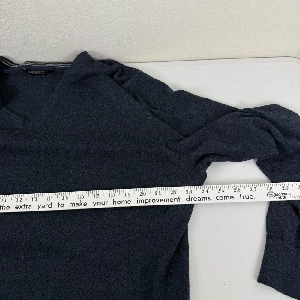 Banana Republic Luxury Blend V-Neck Sweater Mens‎ XL Silk Cotton Cashmere Navy